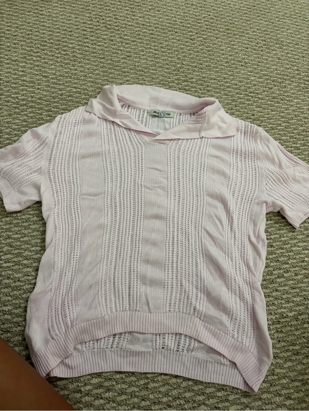Urban Outfitters Light Pink Open-Knit Polo Sweater Top